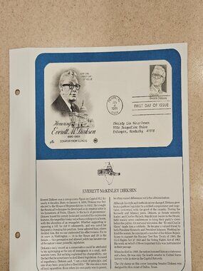 RARE COLLECTIBLE USPS 1ST DAY ISSUE COVER SENATOR EVERETT DIRKSEN STAMP ENVELOPE
